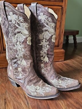 Corral Brown Leather Western Embroidered Women's Cowboy Boots